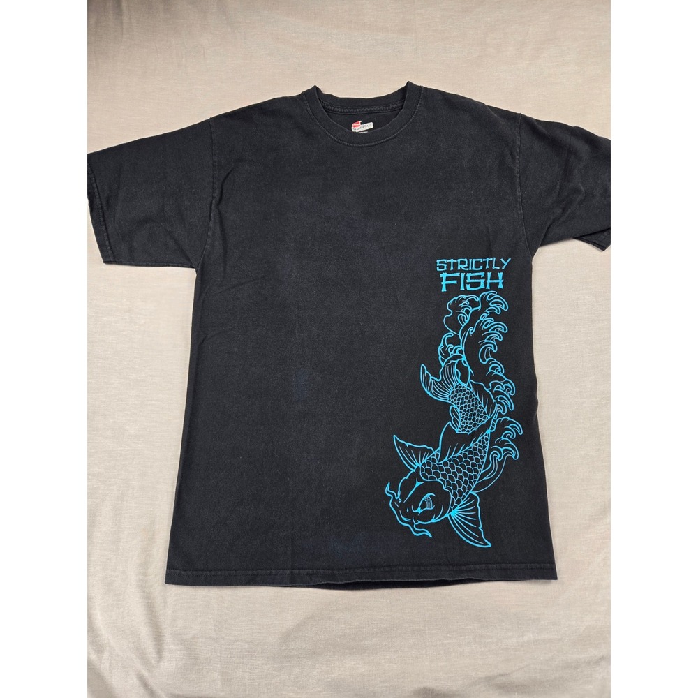 Hanes Strictly Fish Koi Graphic T-Shirt Black Mens Medium 2007 Vintage Style